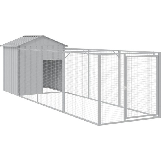 vidaXL Niche pour chiens avec toit gris clair 117x405x123 cm Acier galvanisé