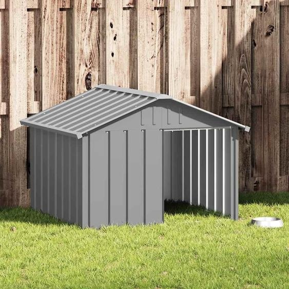 vidaXL Niche pour chiens Gris 116,5x103x81,5 cm Acier galvanisé