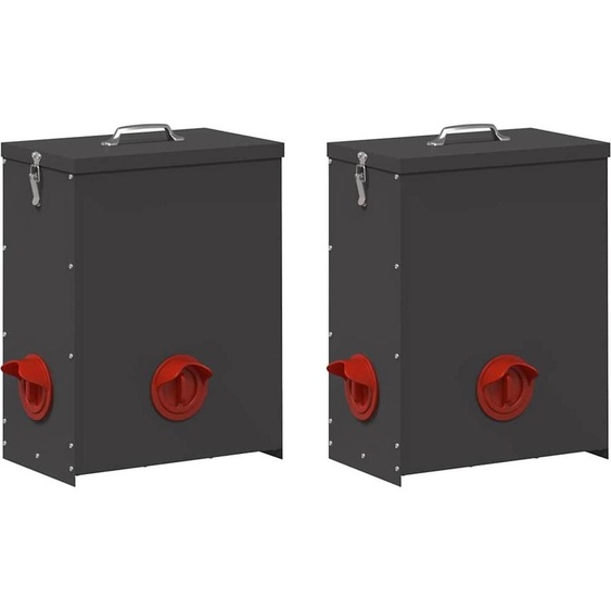vidaXL Nourrisseur pour poules 2 pcs Noir 32,5 x 20,5 x 43 cm