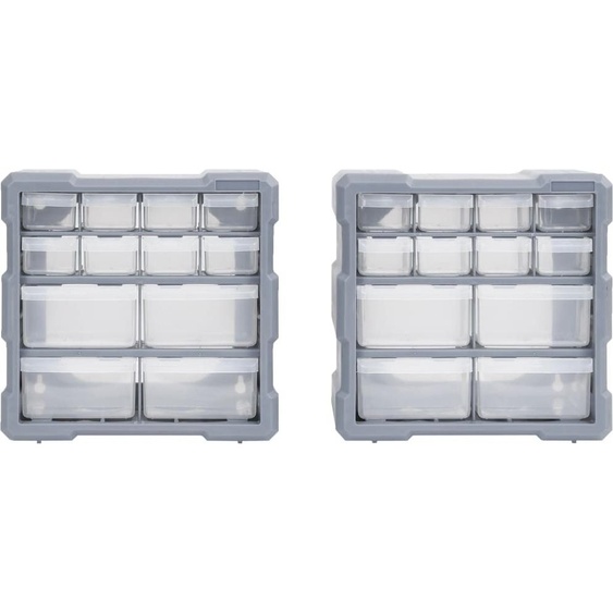 vidaXL Organisateur multi-tiroirs 2 pcs. 12 tiroirs 26,5x16x26 cm