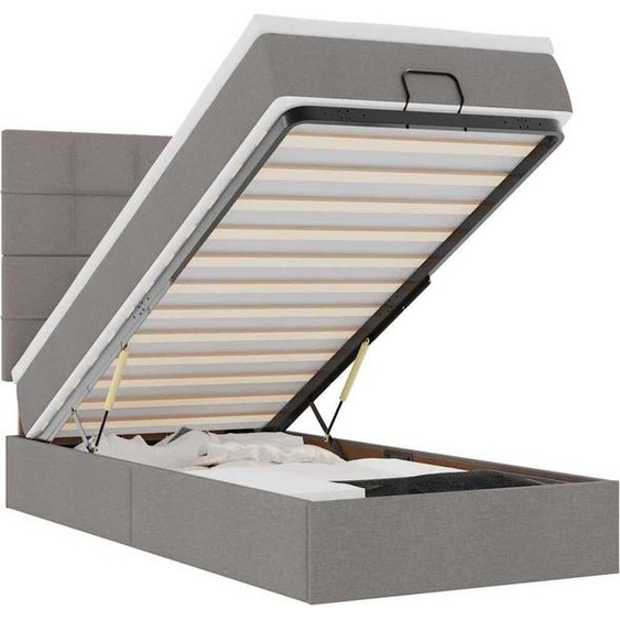 vidaXL Ottoman-lit avec matelas & LED Taupe 90x190 cm Tissu