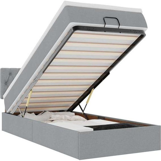 vidaXL Ottoman-lit avec matelas & LEDs gris clair 90x190 cm Tissu