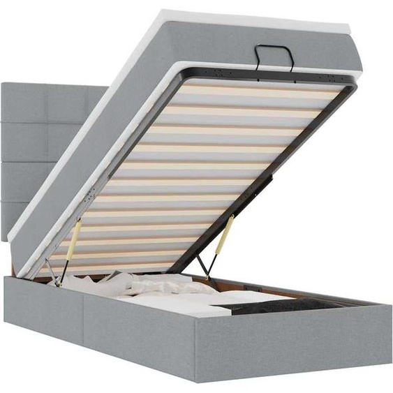 vidaXL Ottoman-lit avec matelas & LEDs gris clair 90x190 cm Tissu