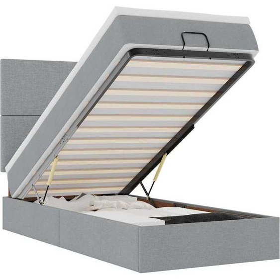 vidaXL Ottoman-lit avec matelas & LEDs gris clair 90x190 cm Tissu