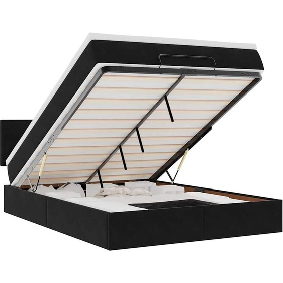 vidaXL Ottoman-lit avec matelas & LEDs Noir 140x190 cm Velours