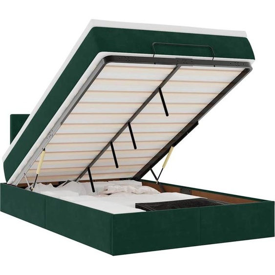 vidaXL Ottoman-lit avec matelas vert foncé 120x190 cm velours