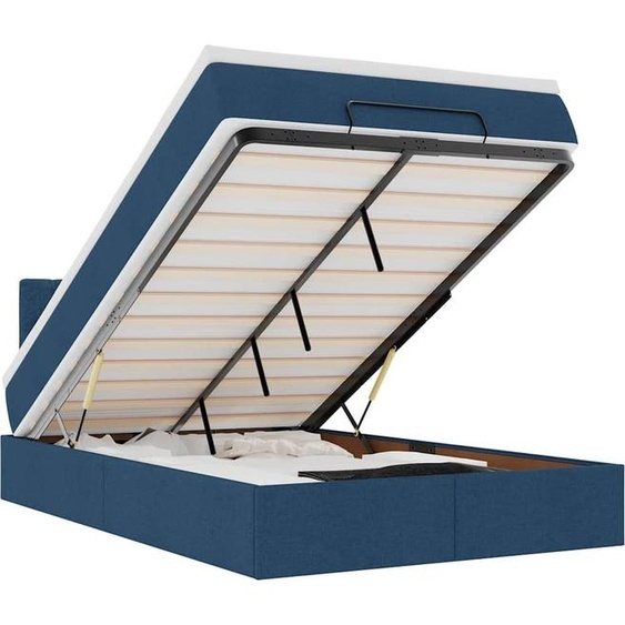 vidaXL Ottomane Lit avec matelas & LEDs Bleu 120x190 cm Tissu