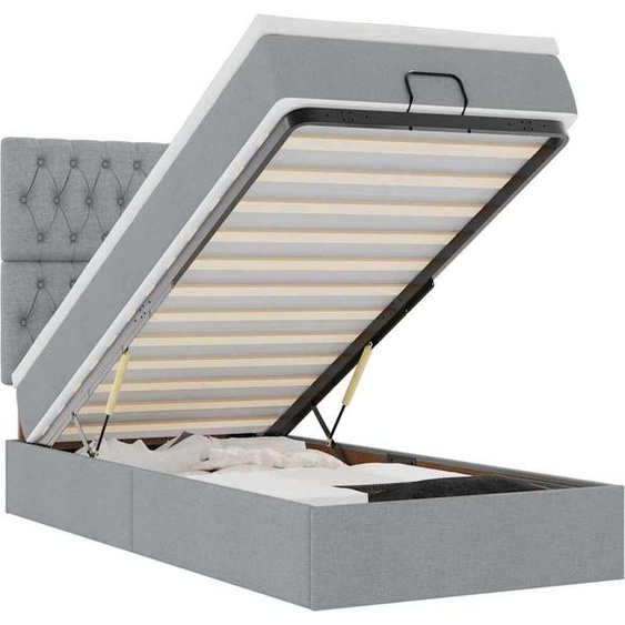 vidaXL Ottomane Lit avec matelas & LEDs Gris clair 80x200 cm Tissu