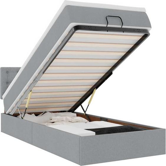 vidaXL Ottomane Lit avec matelas & LEDs Gris clair 80x200 cm Tissu