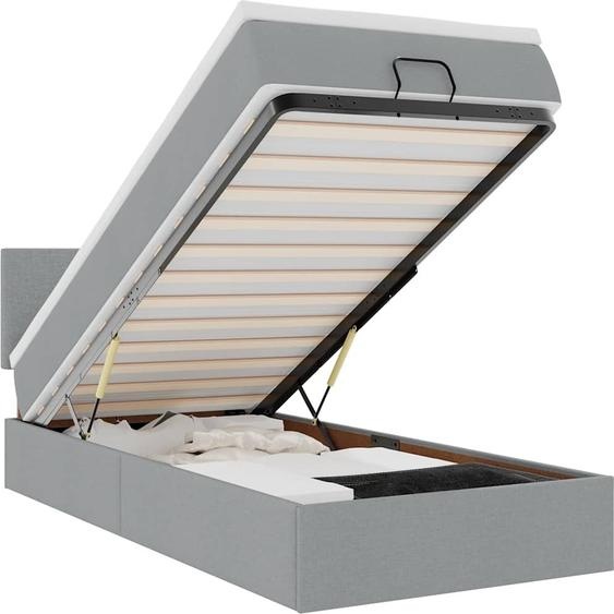 vidaXL Ottomane Lit avec matelas & LEDs Gris clair 80x200 cm Tissu