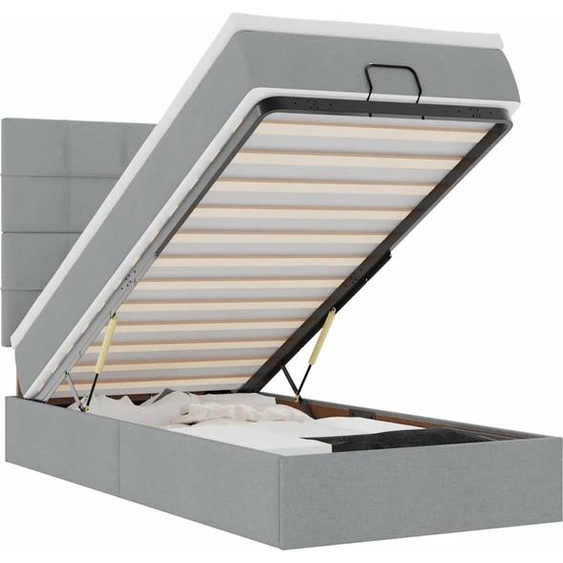 vidaXL Ottomane Lit avec matelas & LEDs Gris clair 80x200 cm Tissu