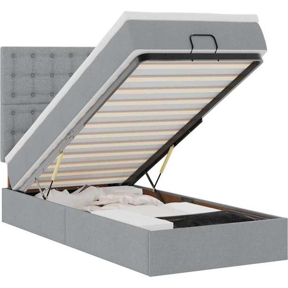 vidaXL Ottomane Lit avec matelas & LEDs Gris clair 80x200 cm Tissu