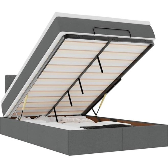 vidaXL Ottomane Lit avec matelas & LEDs gris foncé 120x200 cm Tissu