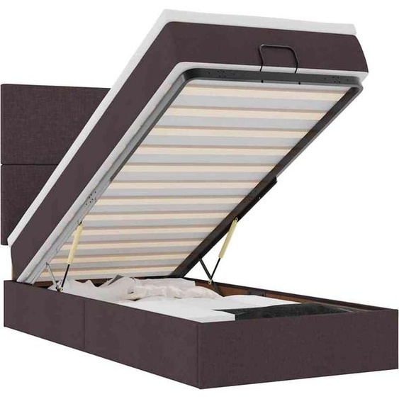 vidaXL Ottomane Lit avec matelas & LEDs Marron foncé 90x200 cm Tissu