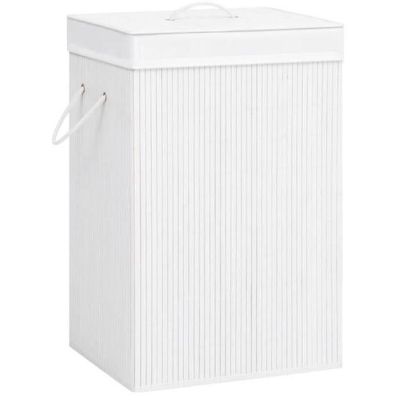 vidaXL Panier à linge avec 2 sections bambou blanc 72 L 320743