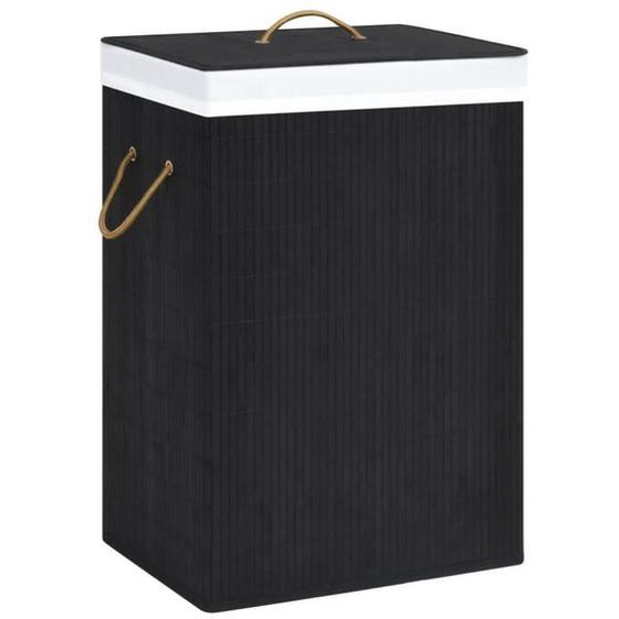 vidaXL Panier à linge avec 2 sections bambou noir 72 L 320745