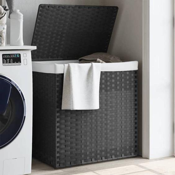 vidaXL Panier à linge avec 2 sections gris 53x35x57 cm résine tressée 372036