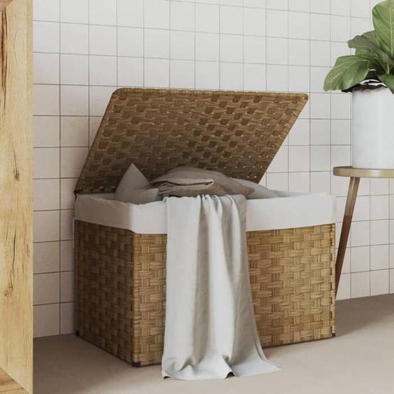 vidaXL Panier à linge avec couvercle 55,5x35x34 cm résine tressée 372049
