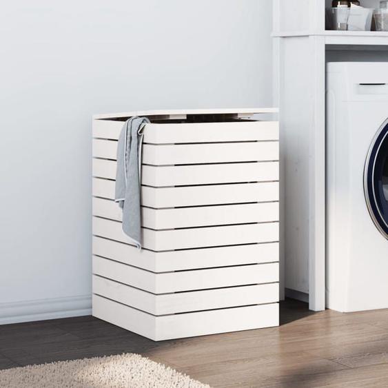 vidaXL Panier à linge blanc 44x44x66 cm bois massif de pin 832318