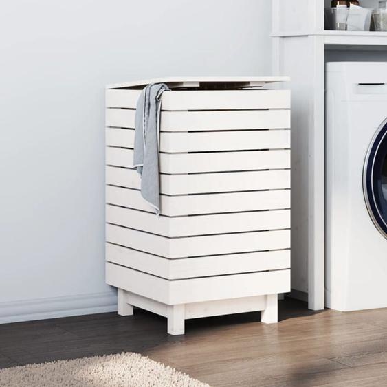 vidaXL Panier à linge blanc 44x44x76 cm bois massif de pin 832322