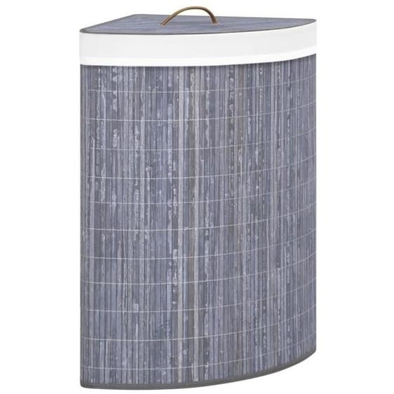 vidaXL Panier à linge dangle Bambou Gris 60 L