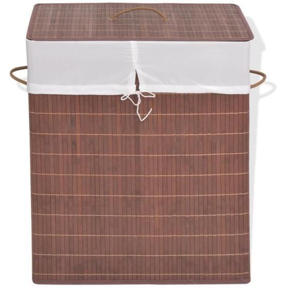 vidaXL Panier à linge rectangulaire Bambou Marron