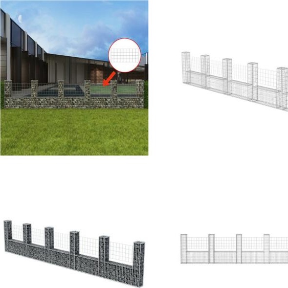 vidaXL Panier de gabion en forme de U acier 570×20×100 cm - Panier de pierre - Paniers de pierre - Gabion - Gabions