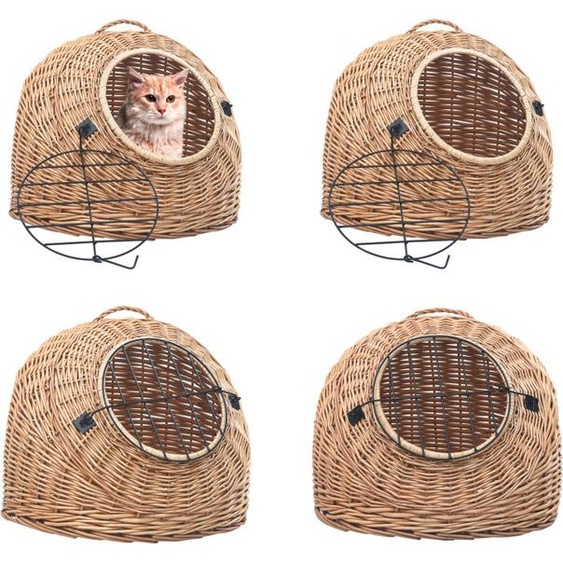 vidaXL Panier de transport pour chats 50x42x40 cm Osier naturel - Transporteur pour chats - Caisse de transport pour chats - Caisses de transport pour chats