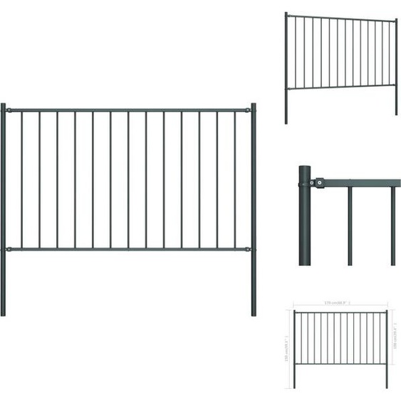 vidaXL Panneau de clôture avec poteaux Acier revêtu par poudre 1,7x1m Anthracite - Panneaux de clôture