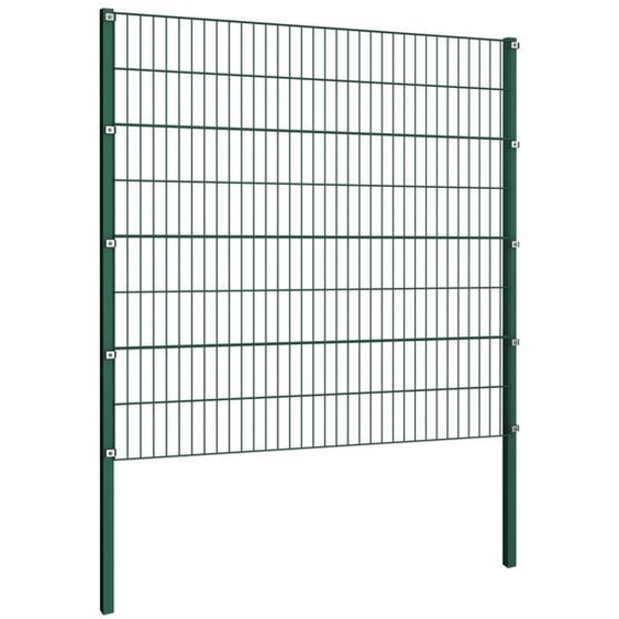 vidaXL Panneau de clôture avec poteaux en fer 1,7 x 1,6 m Vert