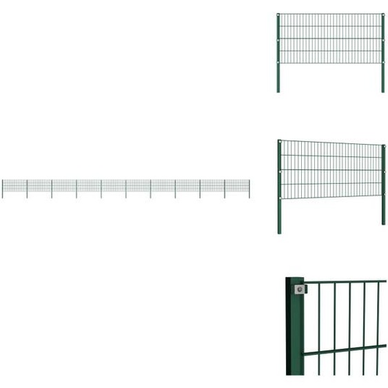 vidaXL Panneau de clôture avec poteaux fer 17 x 0,8 m Vert - Panneaux de clôture