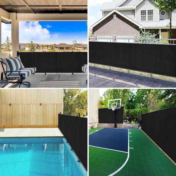 vidaXL Panneau de clôture noir 1,5x10 m HDPE 75 g/m