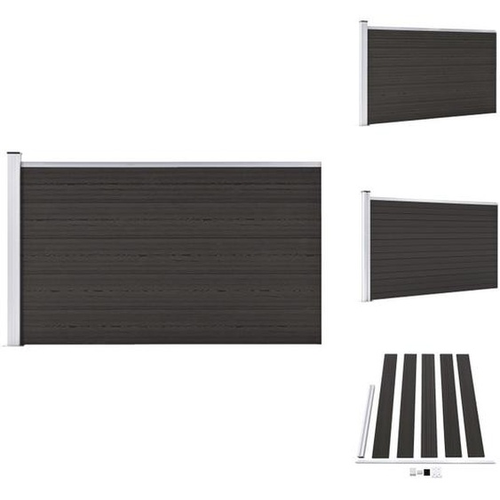 vidaXL Panneau de clôture WPC 175x105 cm Noir - Panneaux de clôture