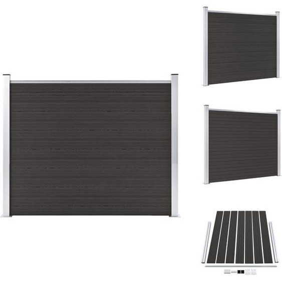 vidaXL Panneau de clôture WPC 180x146 cm Noir - Panneaux de clôture