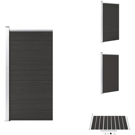 vidaXL Panneau de clôture WPC 95x186 cm Noir - Panneaux de clôture