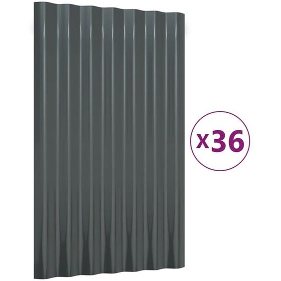 vidaXL Panneaux de toit 36 pcs. Acier revêtu par poudre Anthracite 60x36cm