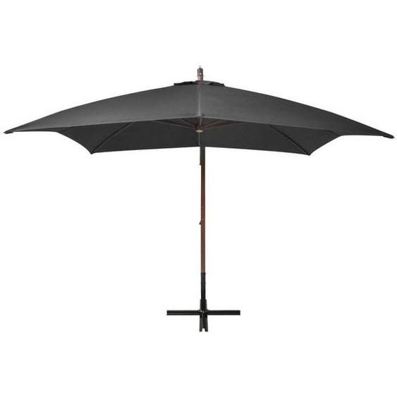 vidaXL Parapluie avec mât Anthracite 3x3 m Sapin massif