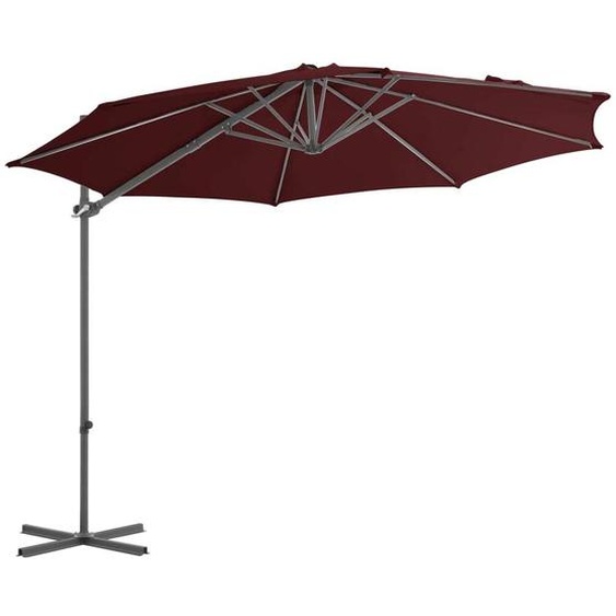 vidaXL Parapluie avec mât en acier 300 cm rouge bordeaux