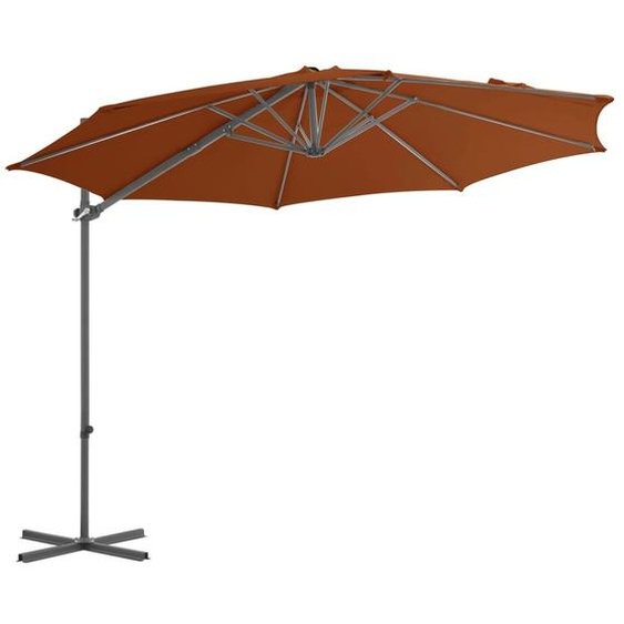 vidaXL Parapluie avec mât en acier 300 cm Terracota