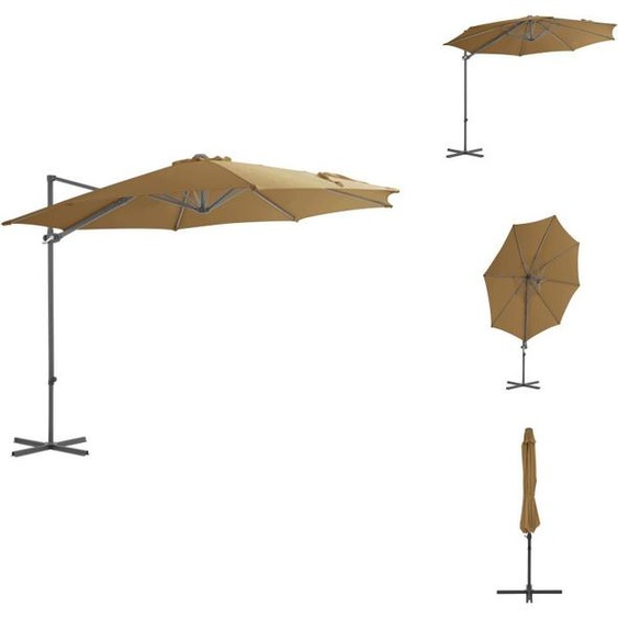 vidaXL Parapluie avec mât en acier Taupe 300 cm - Parasols & Protection solaire