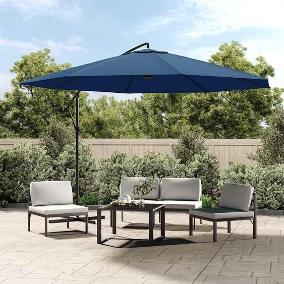 vidaXL Parapluie avec mât en aluminium 350 cm bleu