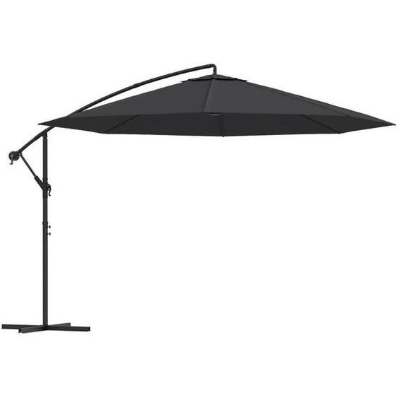 vidaXL Parapluie avec mât en aluminium 350 cm noir