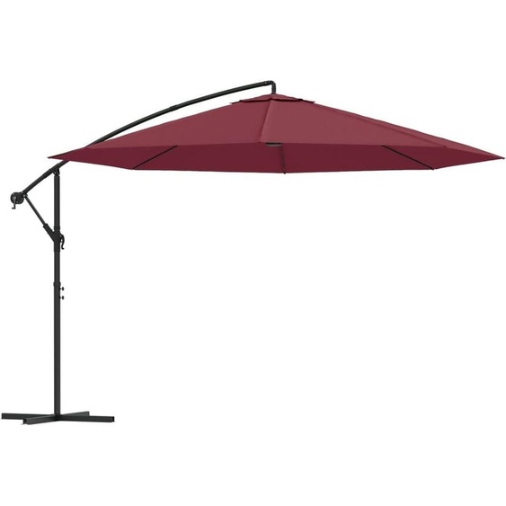 vidaXL Parapluie avec mât en aluminium 350 cm rouge bordeaux