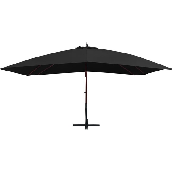 vidaXL Parapluie avec mât en bois 400x300 cm noir