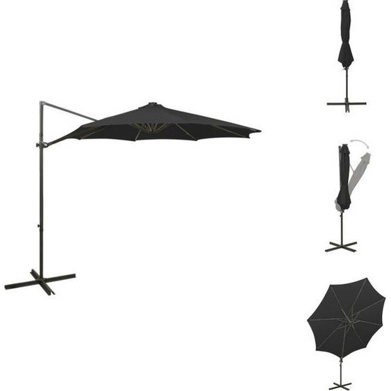 vidaXL Parapluie avec mât et LED Noir 300 cm - Parasols & Protection solaire