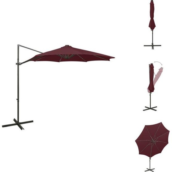 vidaXL Parapluie avec mât et LED rouge bordeaux 300 cm - Parasols & Protection solaire