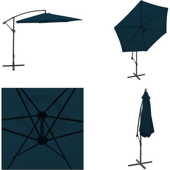 vidaXL Parasol à bras libre 3 m bleu - Parasols - Parapluie - Parasol - Parasol de jardin