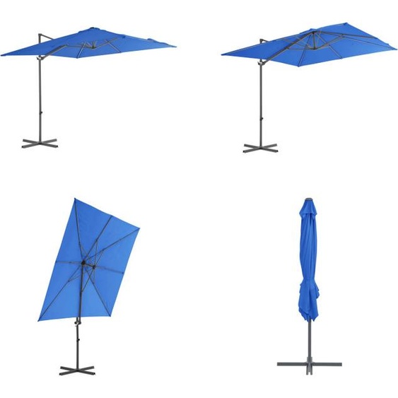 vidaXL Parasol ampli avec mât en acier bleu azur 250x250 cm - Parasol - Parasol cantilever - Parasol cantilever