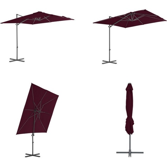 vidaXL Parasol ampli avec mât en acier rouge bordeaux 250x250 cm - Parasol - Parasol cantilever - Parasol cantilever