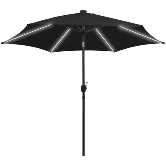 vidaXL Parasol avec éclairage LED et mât en aluminium 300 cm noir